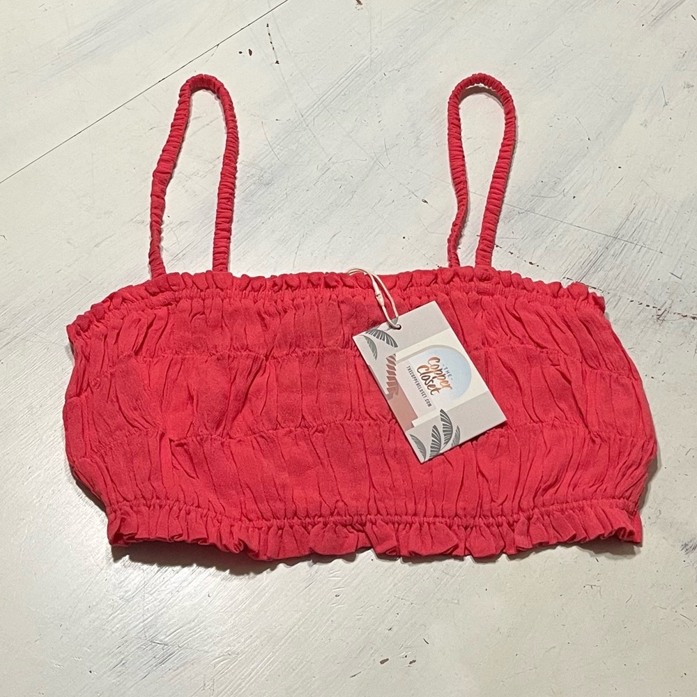 NWT Copper Closet Ruched Cinched Crop Top Boho Beachy Vacation